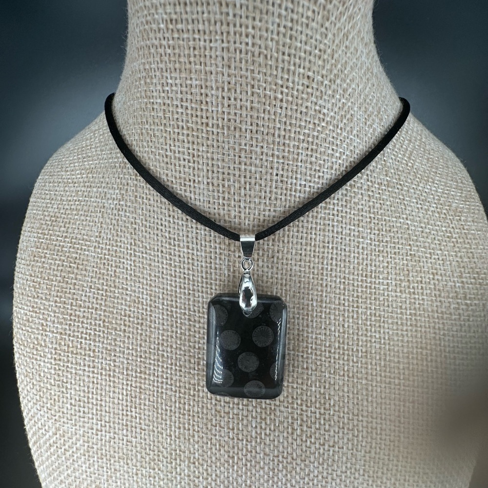 Black Polka Dot Pendant Necklace